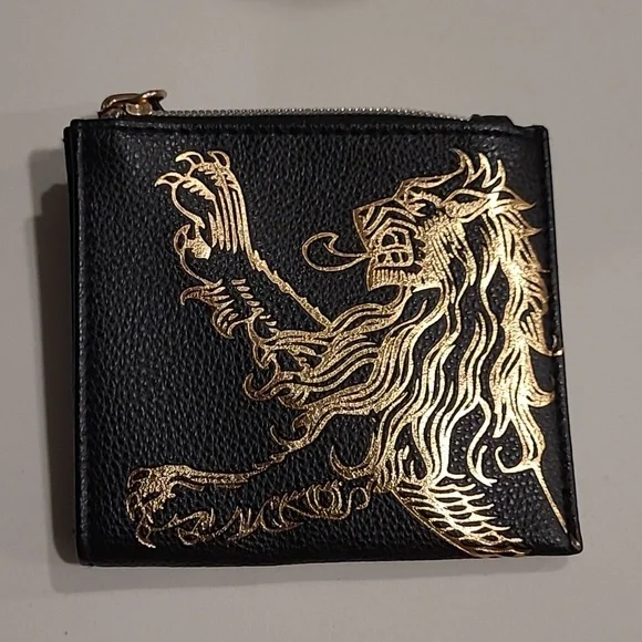 Game of Thrones Coin Purse Wallet Gold Lion Disney Wallet Wristlet Black - Picture 1 of 5